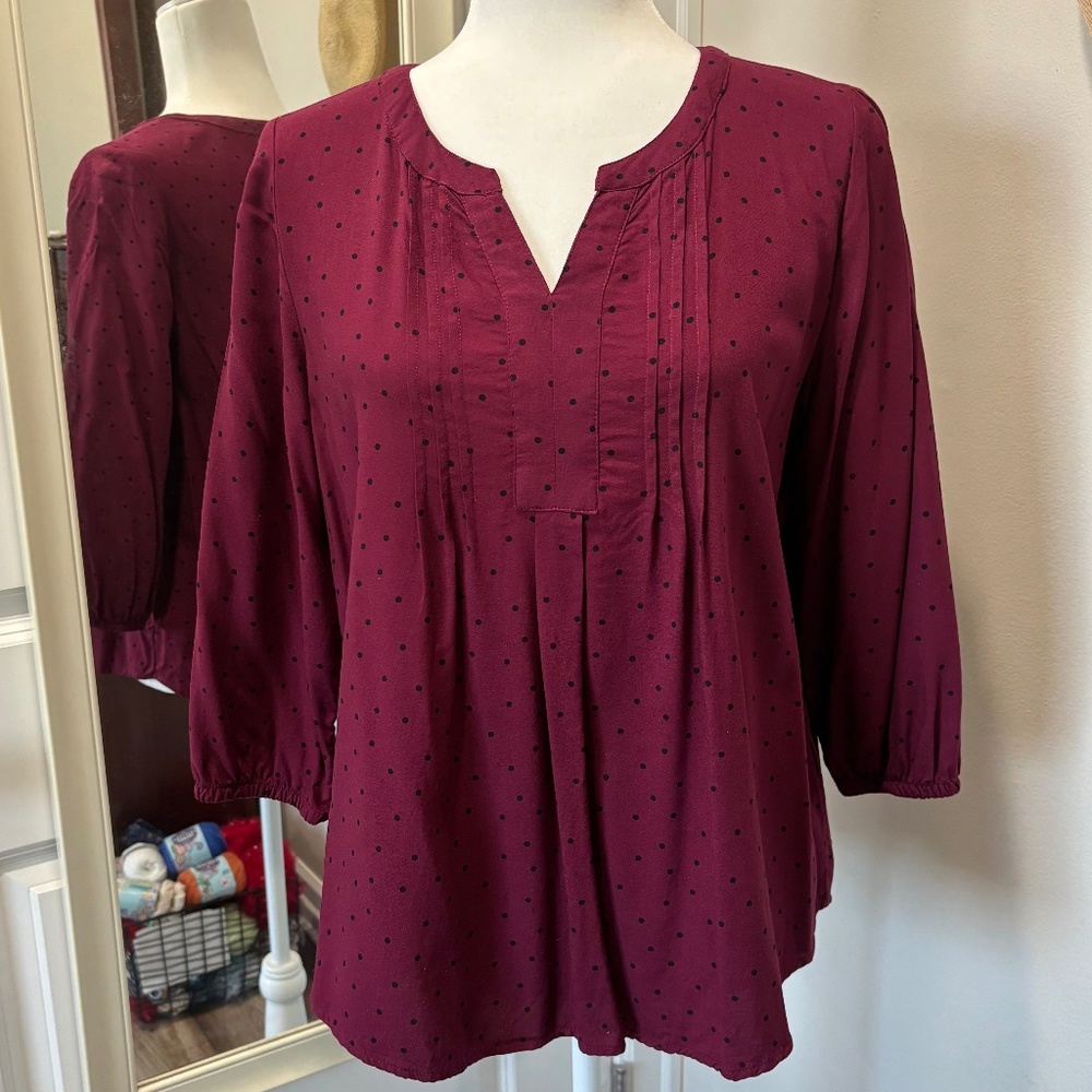 3 for $22 - Croft and Barrow Polka Dot Blouse - MP - NWOT!